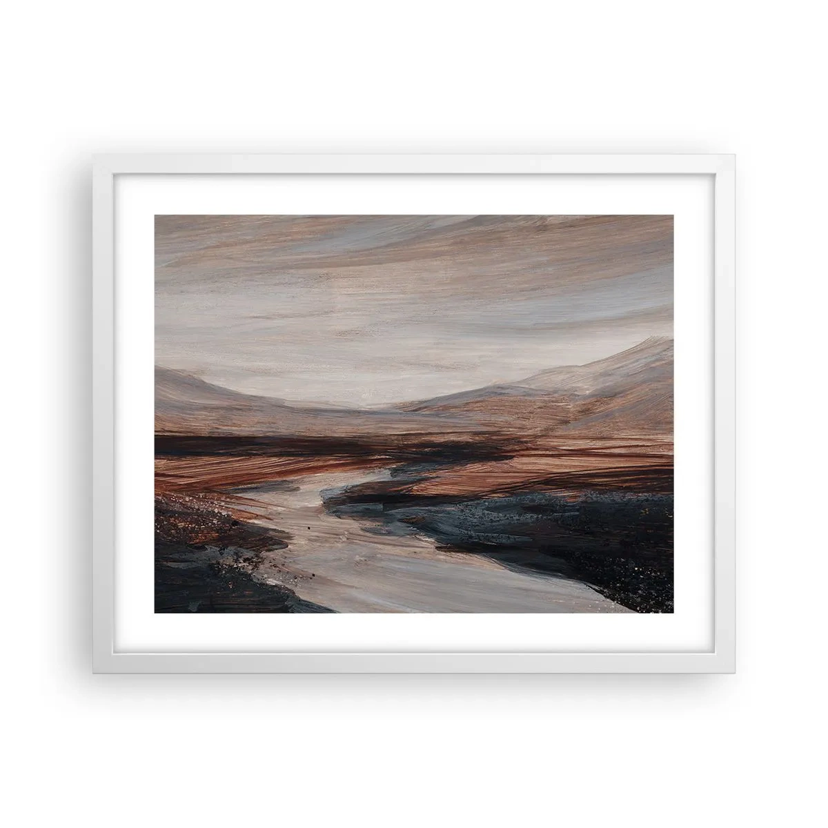 Plakát v bílém rámu -  Klidné údolí - 50x40 cm