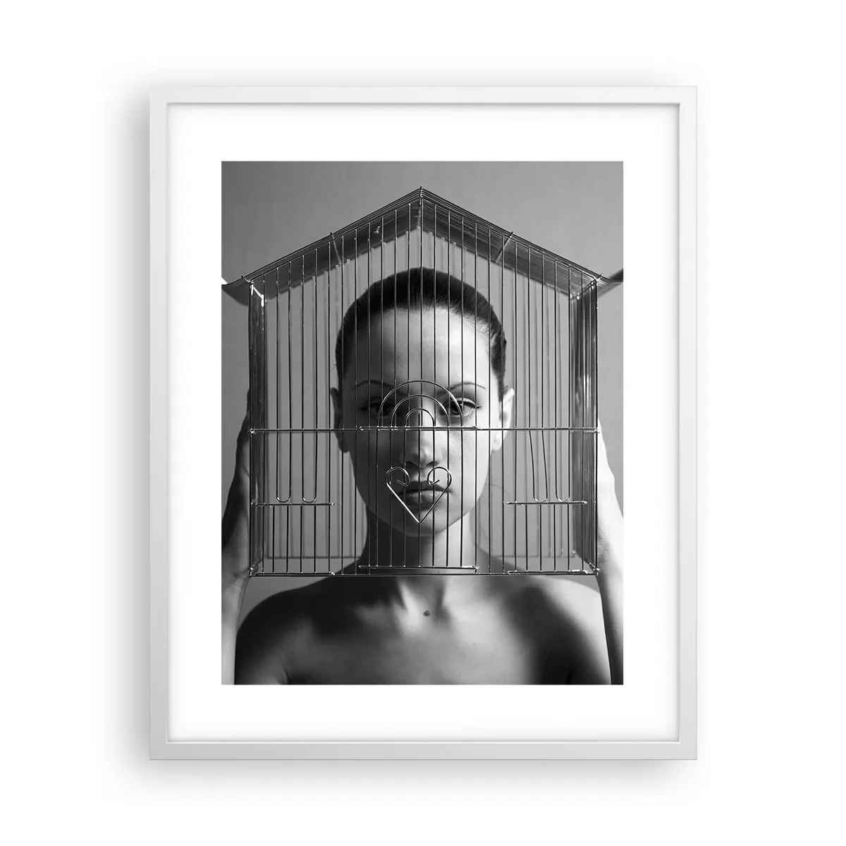 Plakát v bílém rámu - Tak trochu surrealistický portrét - 40x50 cm