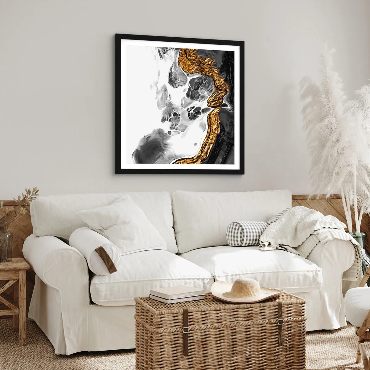 Plakát v černém rámu - Organická kompozice - 30x30 cm