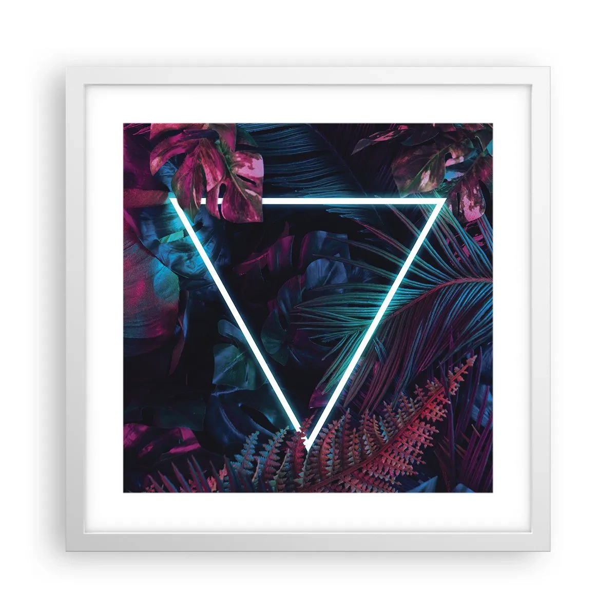 Plakát v bílém rámu - Zahrada v disco stylu - 40x40 cm