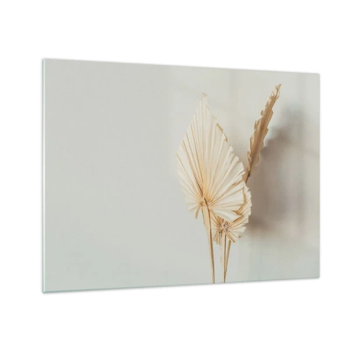 Obraz na skle - Sušené palmové listy v béžových tónech na světlém pozadí - 70x50cm - Když potřebuješ útěchu - Moderní nástěnná dekorace do obývacího pokoje a ložnice ARTTOR