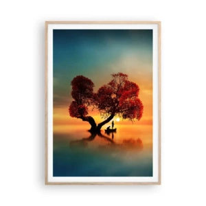 Plakát v rámu světlý dub - Voda a ticho vesmíru - 70x100 cm