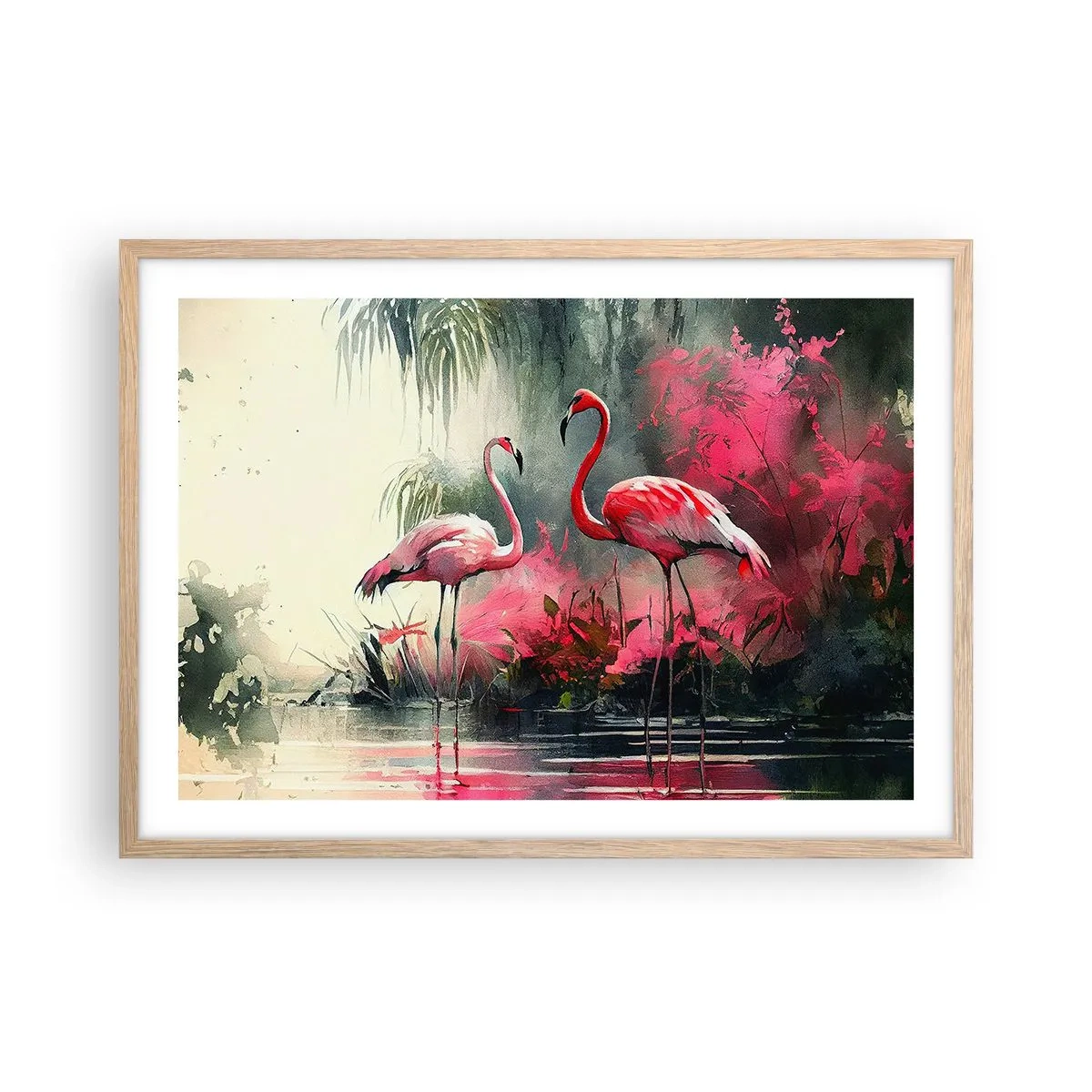 Plakát v rámu světlý dub - Hodiny přírodního kouzla - 70x50 cm