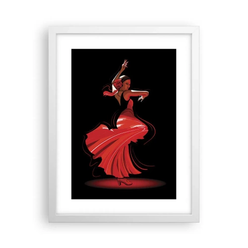 Plakát v bílém rámu - Žhavá duše flamenco - 30x40 cm