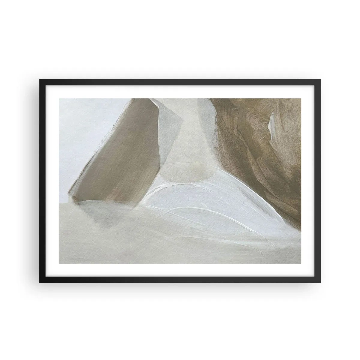 Plakát v černém rámu - Vlna bílé - 70x50 cm