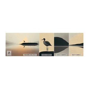 Vzor Fototapety Premium Sand - Pán na jezeře - Pták, Krajina, Minimalismus - 100x30 cm