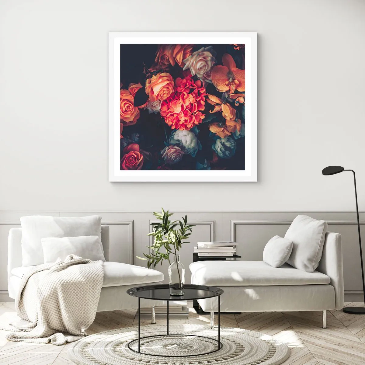 Plakát v bílém rámu - Jako u holandských mistrů - 60x60 cm