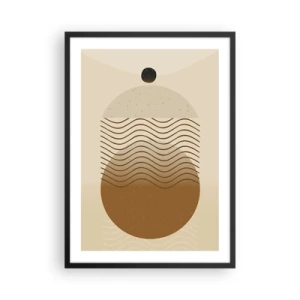 Plakát v černém rámu - Minimalistický vzor s vlnami a geometrickými tvary - 50x70cm - O původu geometrických obrazců - Moderní nástěnná dekorace do obývacího pokoje a ložnice ARTTOR