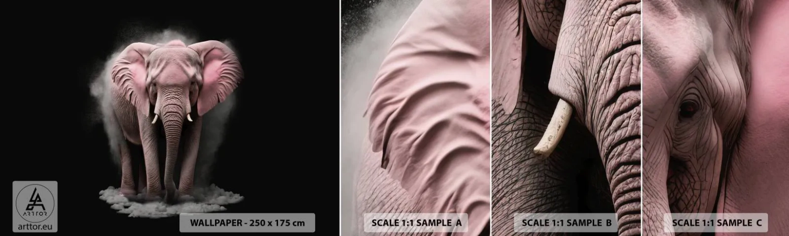 Vzor Fototapety Samolepicí Deluxe Sticker - Nemysli na růžového slona! - slunce, Safari, Afrika - 100x30 cm