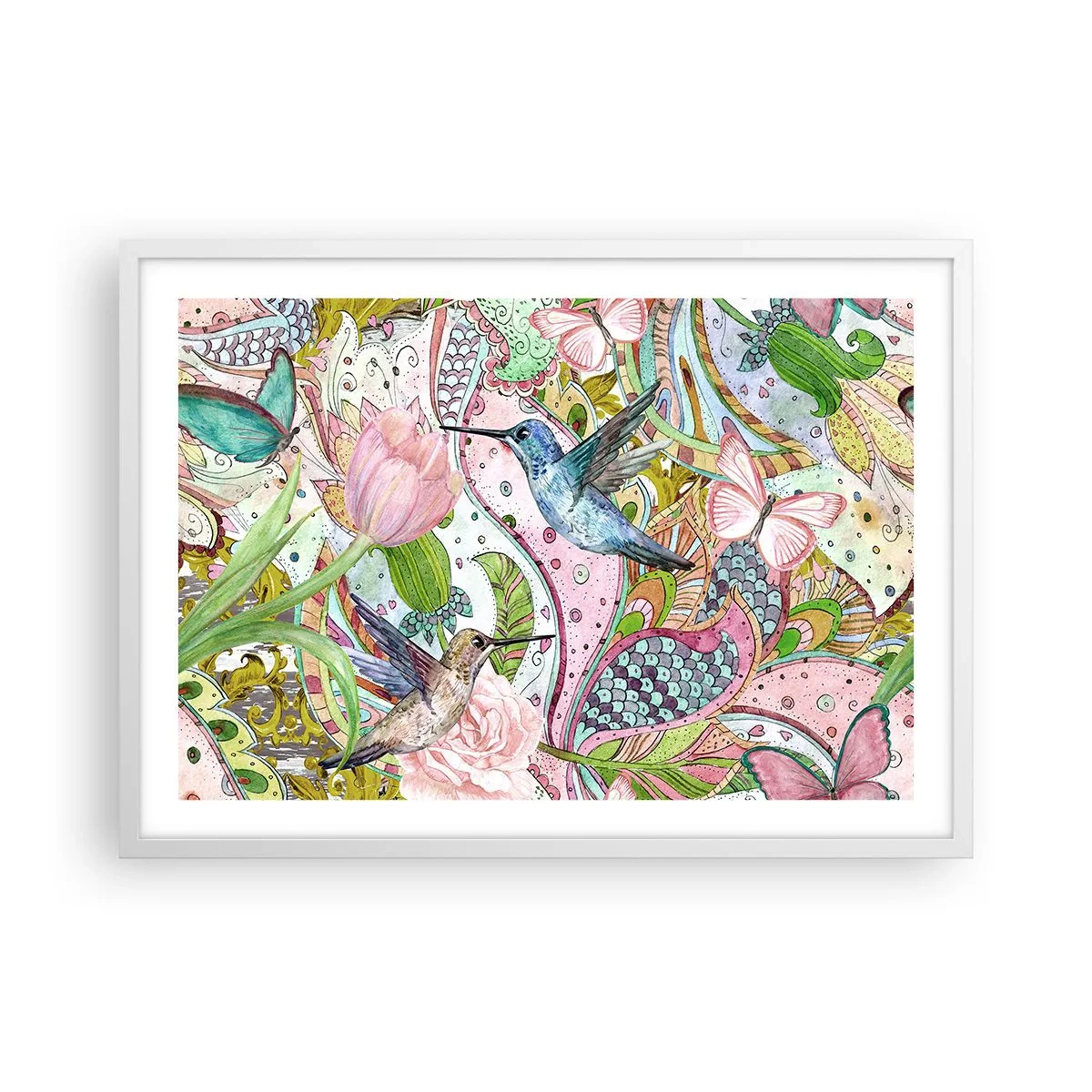 Plakát v bílém rámu - Zamotané do lián - 70x50 cm