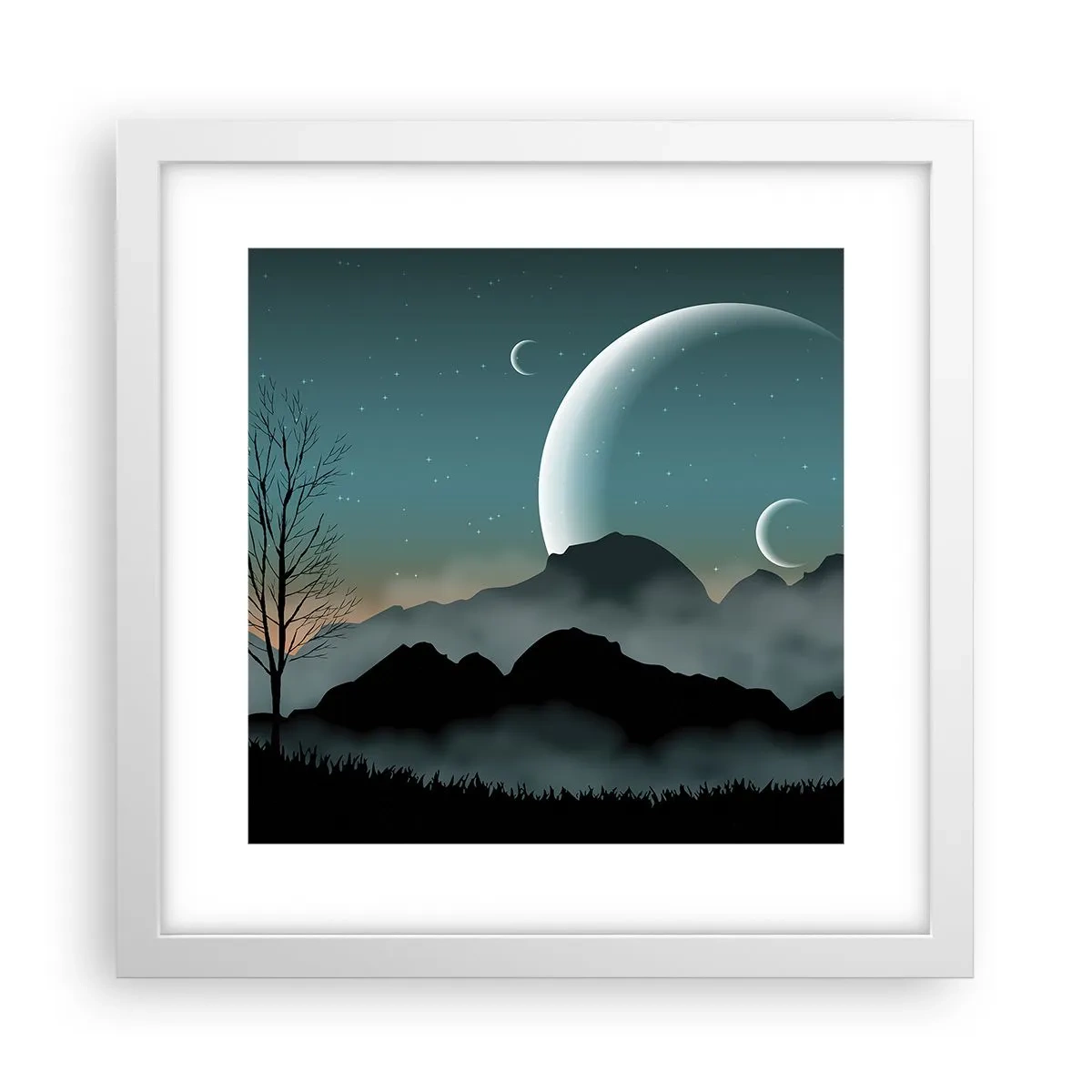 Plakát v bílém rámu - Karneval hvězdné noci - 30x30 cm