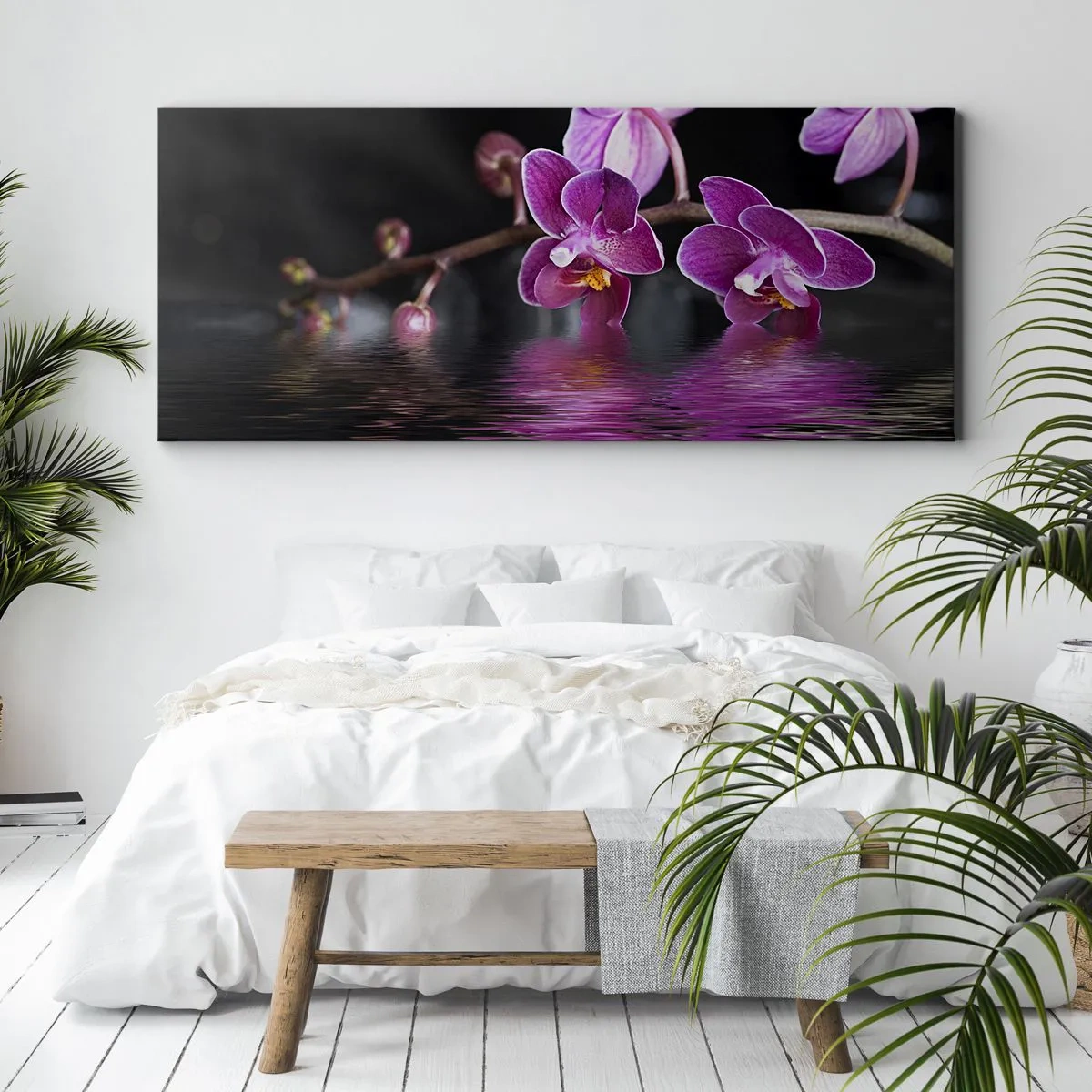 Obraz na plátně - Liliový odraz krásy - 120x50 cm