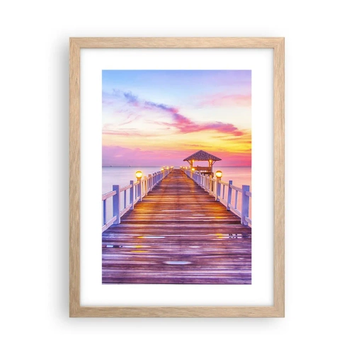 Plakát v rámu světlý dub - Liliově-zlaté ticho večera - 30x40 cm