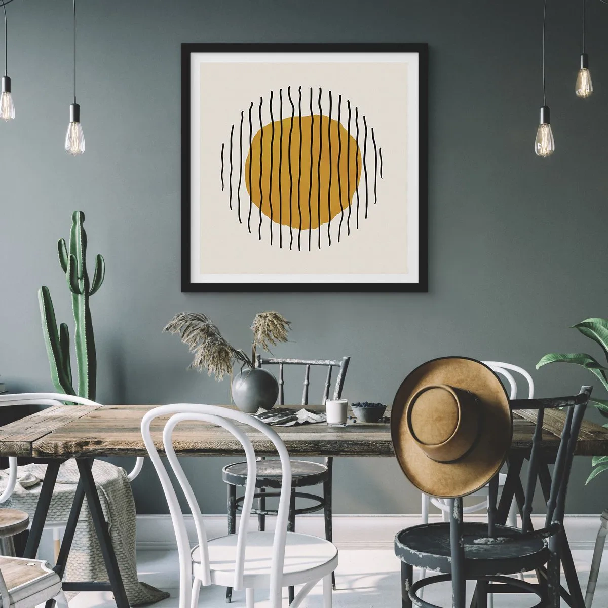 Plakát v černém rámu - Abstrakce chvějící se žárem - 40x40 cm