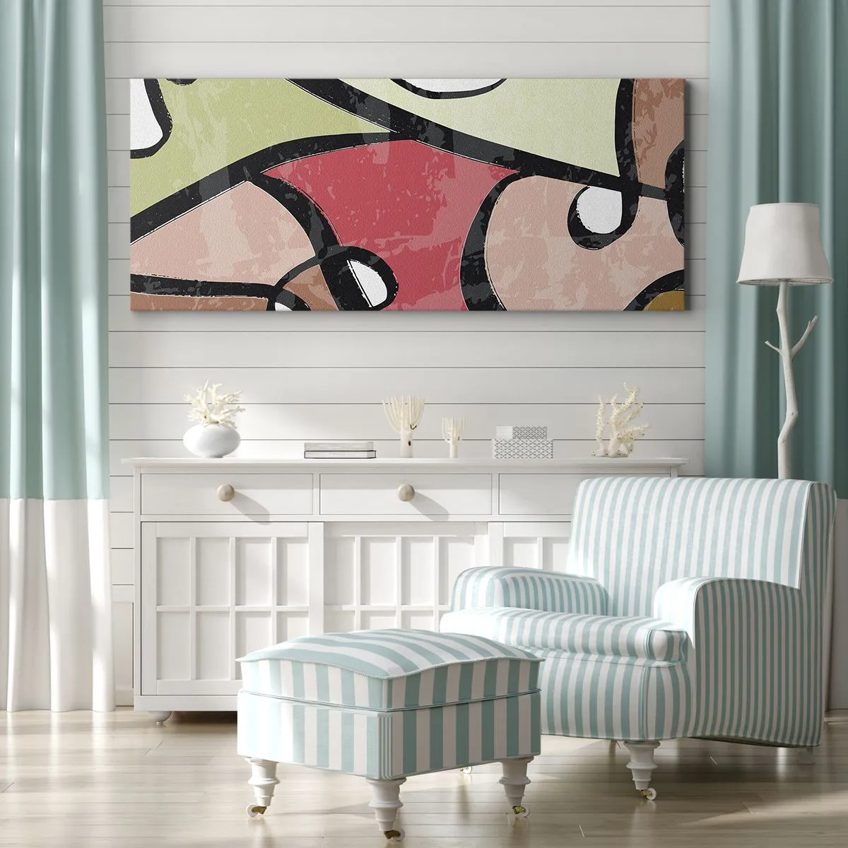 Obraz na plátně - Piruety uprostřed barev - 160x50 cm