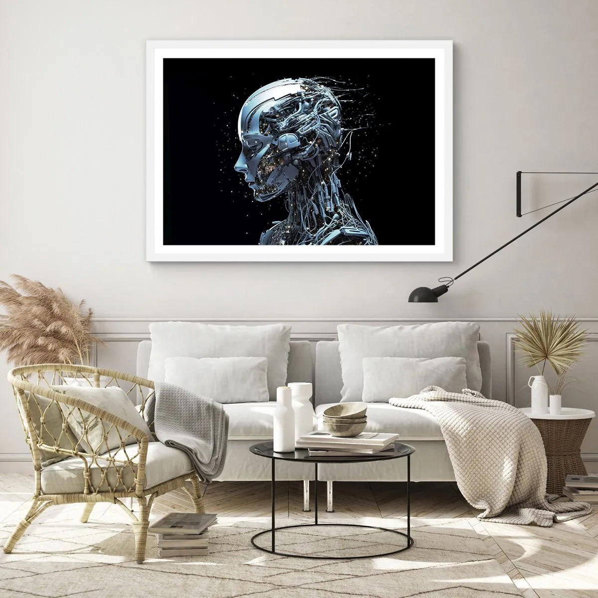 Plakát v bílém rámu - Technologie je žena - 50x40 cm