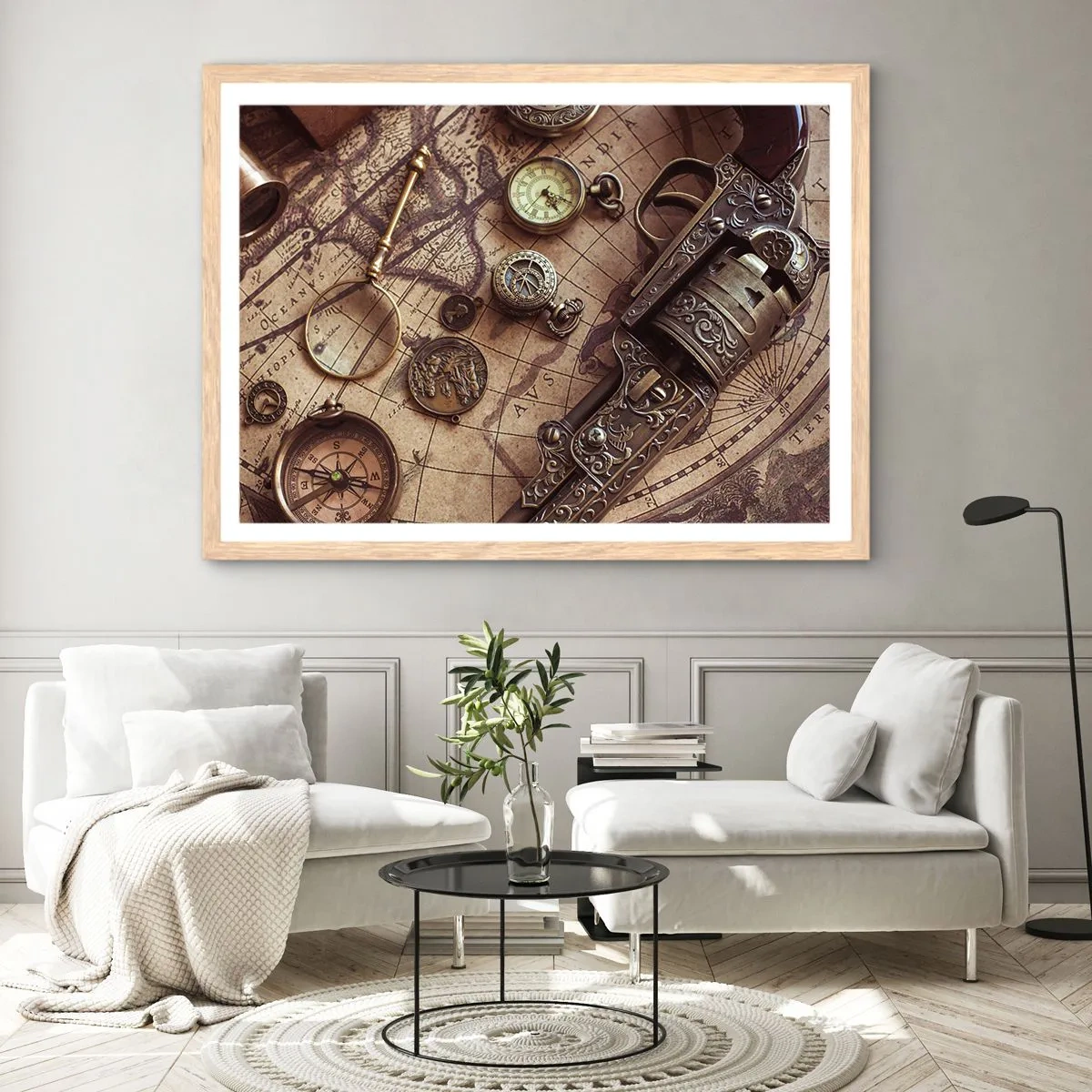 Plakát v rámu světlý dub - Dobrodružství volá - 100x70 cm