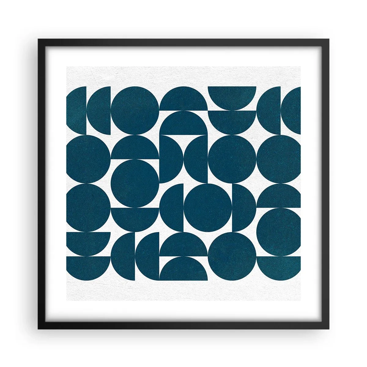 Plakát v černém rámu - Kruhy a půlkruhy - 50x50 cm