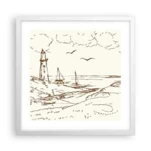 Plakát v bílém rámu - Náčrt letních vzpomínek - 40x40 cm