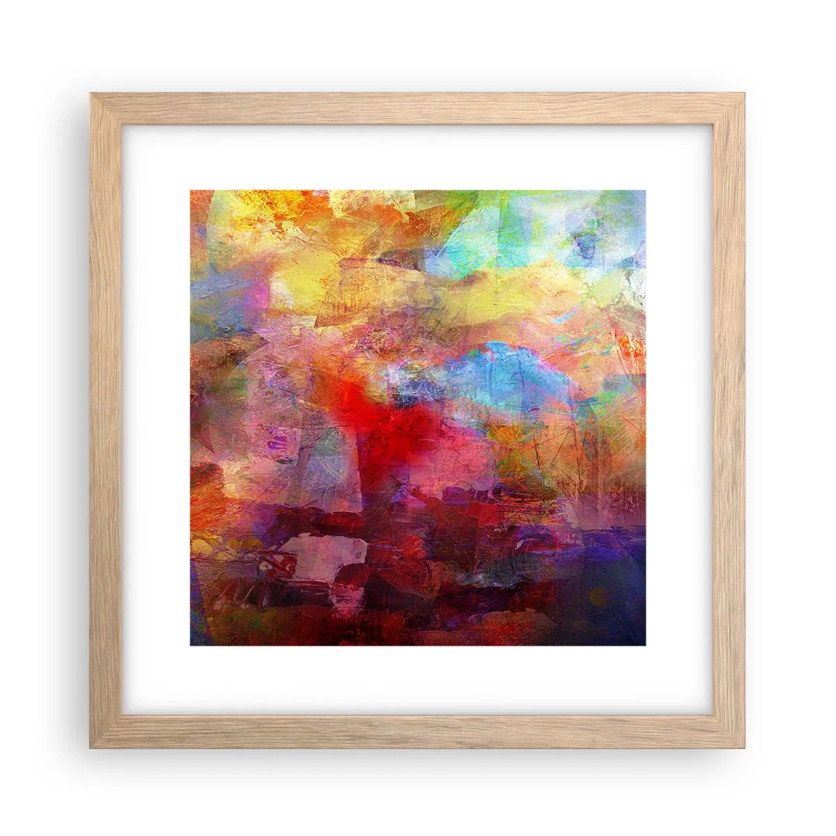 Plakát v rámu světlý dub - Podívat se doprostřed duhy - 30x30 cm