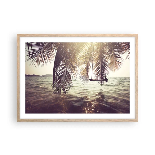 Plakát v rámu světlý dub - Houpat se libovolně v oblacích - 70x50 cm