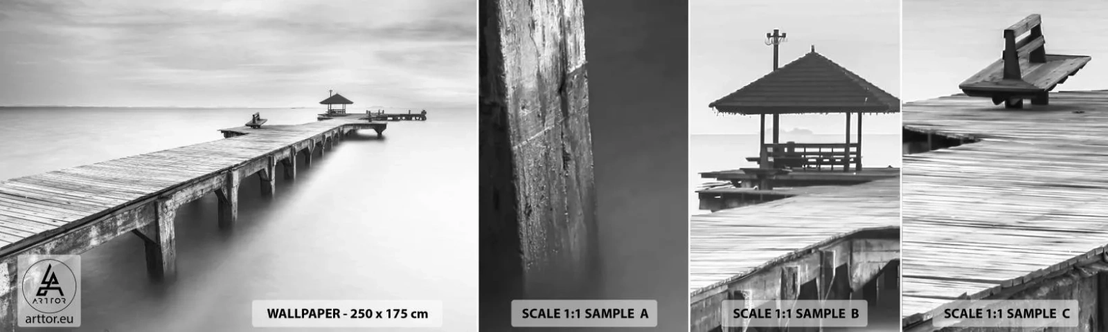 Fototapeta Vzorek Standard Eco - Daleko od nás - Krajina, Moře, Dřevěný most - 100x30 cm