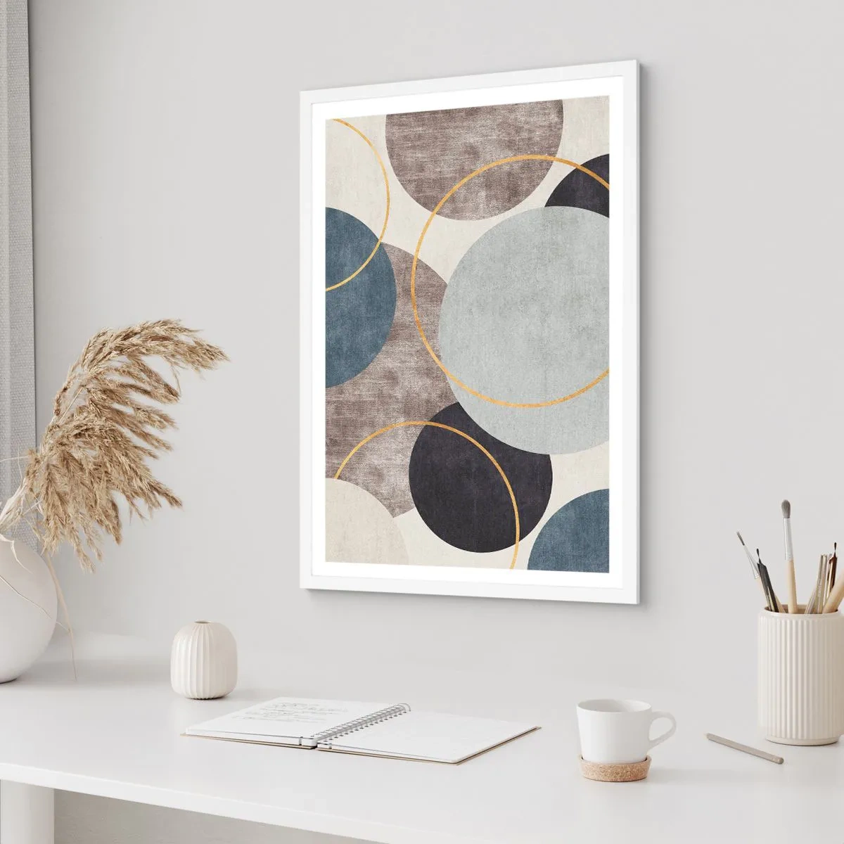 Plakát v bílém rámu - Kruh za kruhem - 50x70 cm