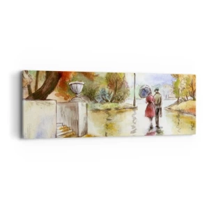 Obraz na plátně - Romantický podzim v parku - 90x30 cm