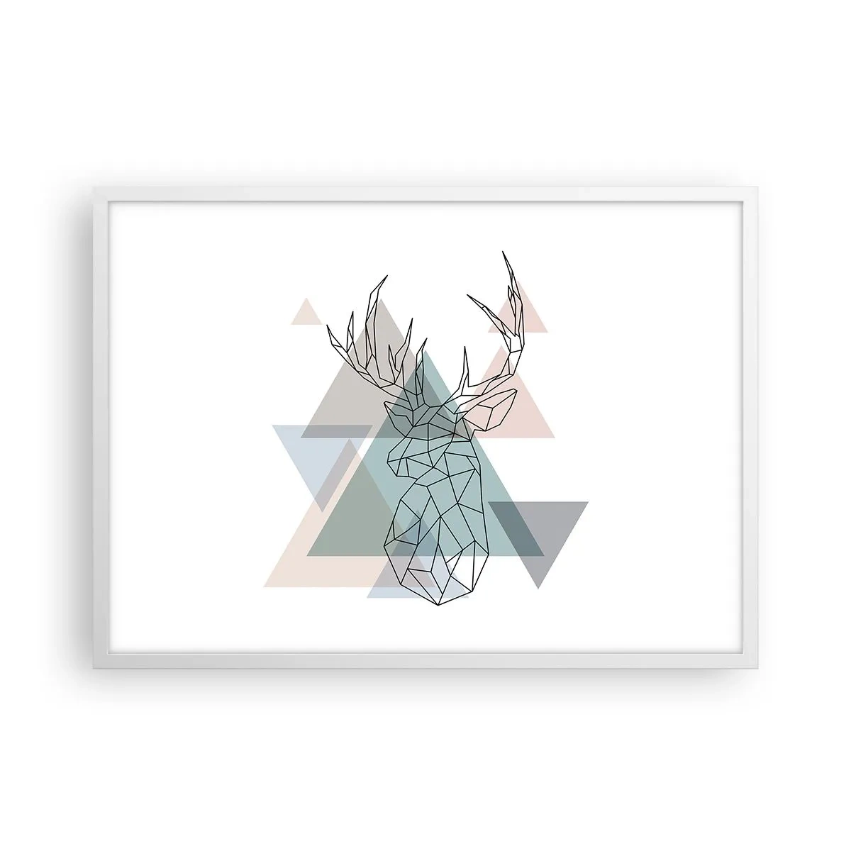 Plakát v bílém rámu - V geometrickém lese - 70x50 cm