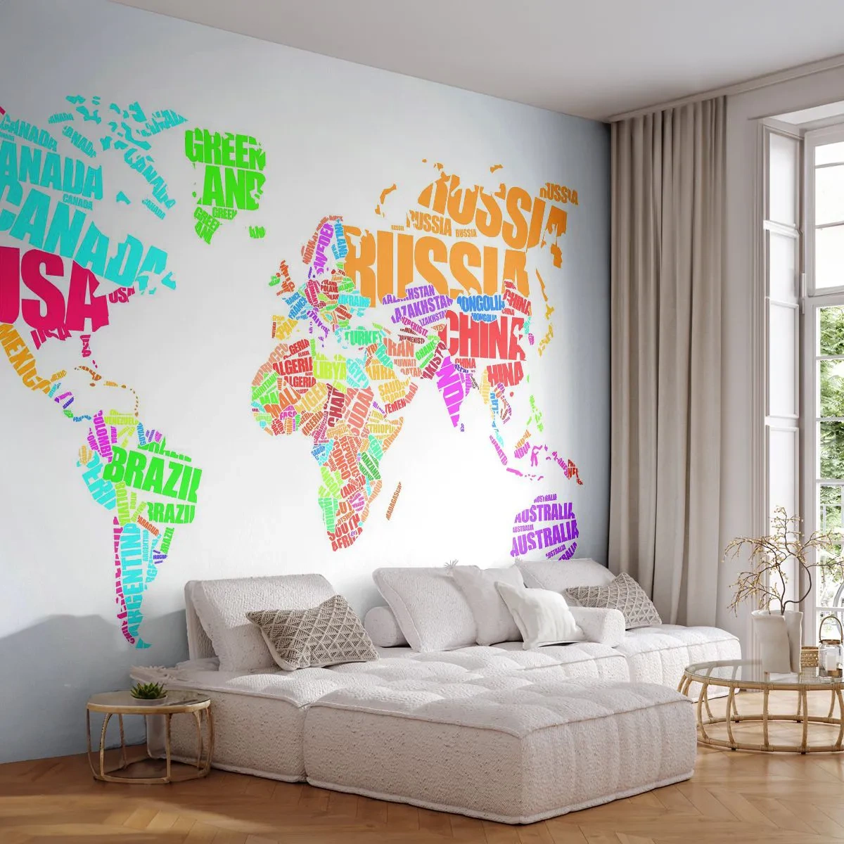 Fototapeta Samolepicí Deluxe Sticker - Chci poznat všechny - Mapa světa, Grafika, Kontinenty - 250x175 cm