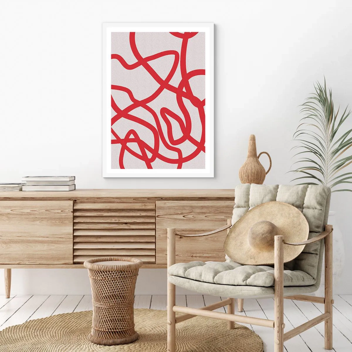 Plakát v bílém rámu - Červené na bílém - 61x91 cm