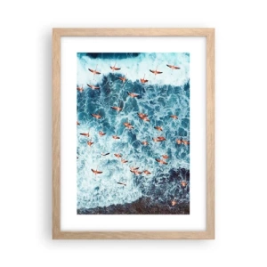 Plakát v rámu světlý dub - Přímořský průvod - 30x40 cm