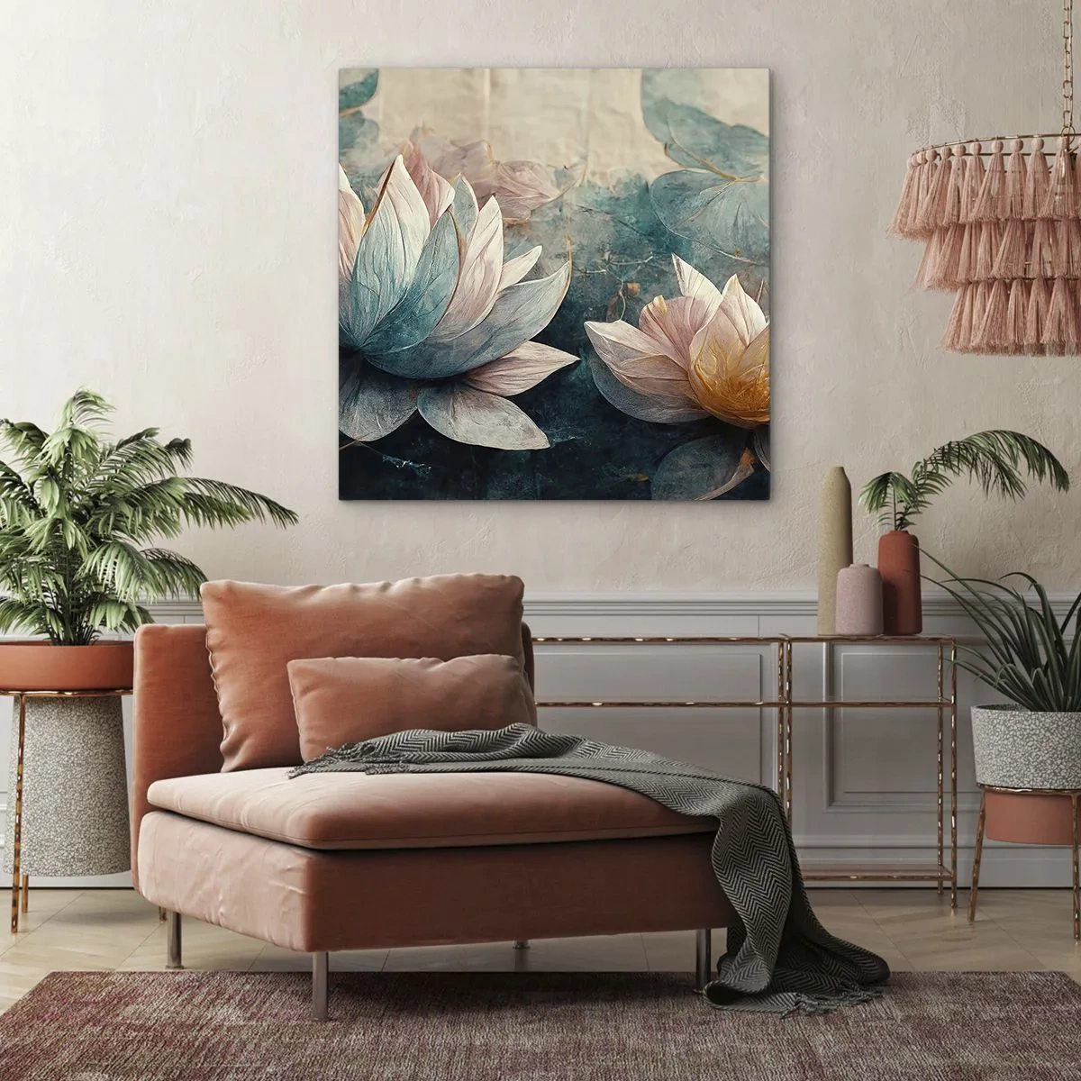 Obraz na plátně - Hvězdy a jezero - 70x70 cm