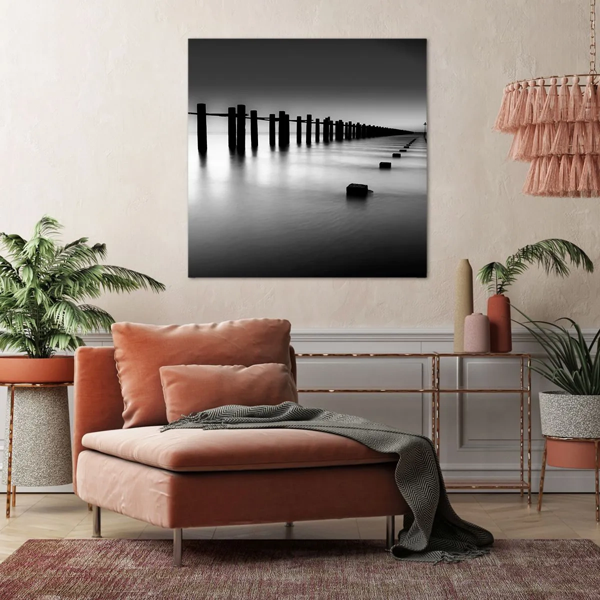 Obraz na plátně - Šedá dálka v mlze - 70x70 cm