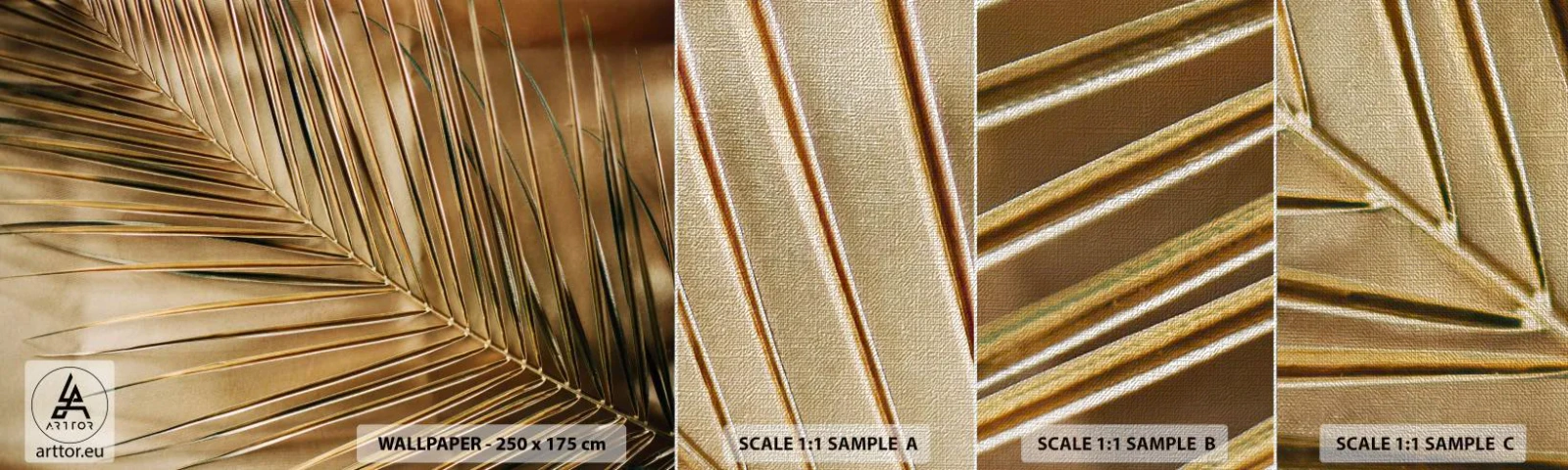 Vzor Fototapety Premium Canvas - Přírodní kolonáda - Palmový list, Grafika, Tropy - 100x30 cm