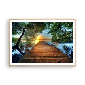 Plakát v rámu světlý dub - Nespěchej, posaď se - 100x70 cm