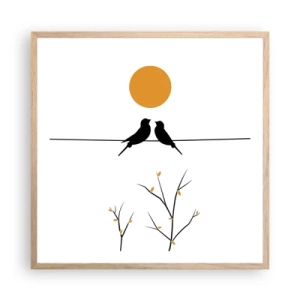 Plakát v rámu světlý dub - Slavíčí večer - 60x60 cm