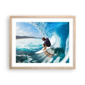 Plakát v rámu světlý dub - Tančící s vlnami - 50x40 cm