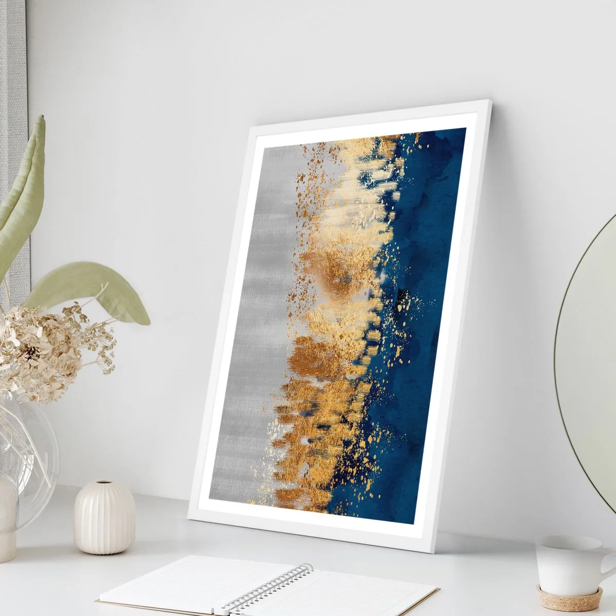 Plakát v bílém rámu - Moderní kompozice s jiskrou - 70x100 cm