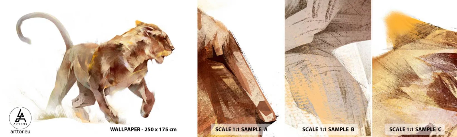 Vzor Fototapety Samolepicí Deluxe Sticker - Divoká elegance - Zvířata, Lev, Abstrakce - 100x30 cm