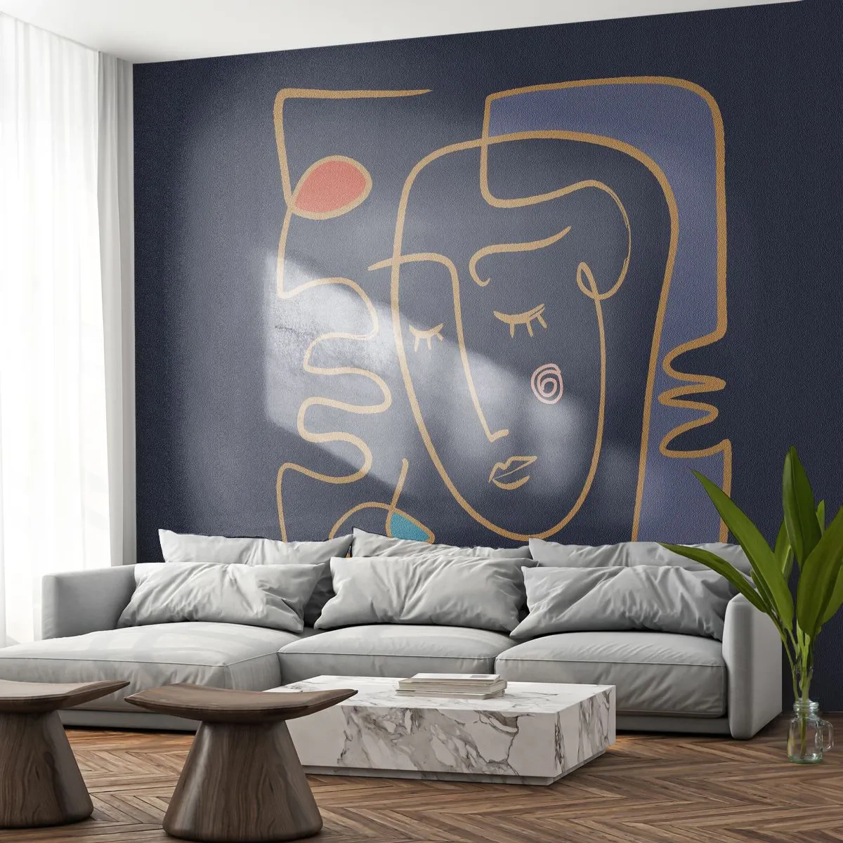 Fototapeta Samolepicí Deluxe Sticker - V zádumčivosti - Portrét, Tvář, Kus - 400x280 cm