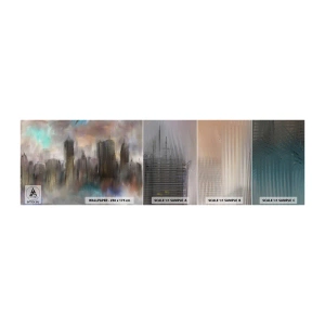 Vzor Fototapety Samolepicí Deluxe Sticker - Kompozice z oceli, kamene a mlhy - Město, Architektura, Kus - 100x30 cm
