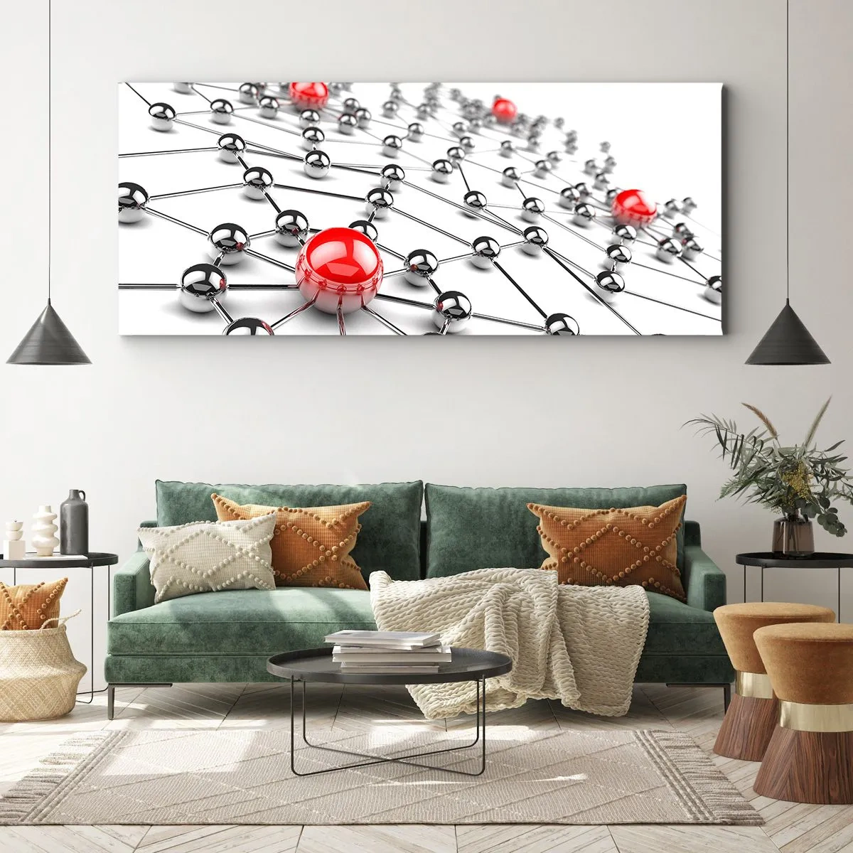 Obraz na plátně - Stříbrná síť - 100x40 cm