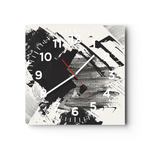 Nástěnné hodiny - Abstrakce – exprese černé - 30x30 cm