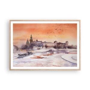 Plakát v rámu světlý dub - Královský západ slunce - 100x70 cm
