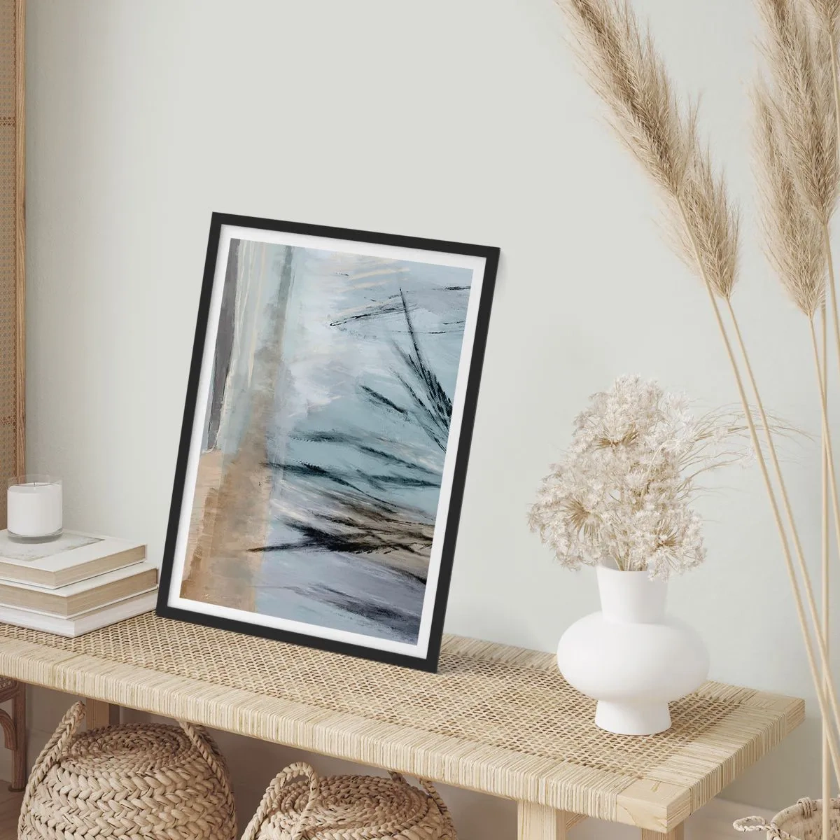 Plakát v černém rámu - Zimní pole - 40x50 cm