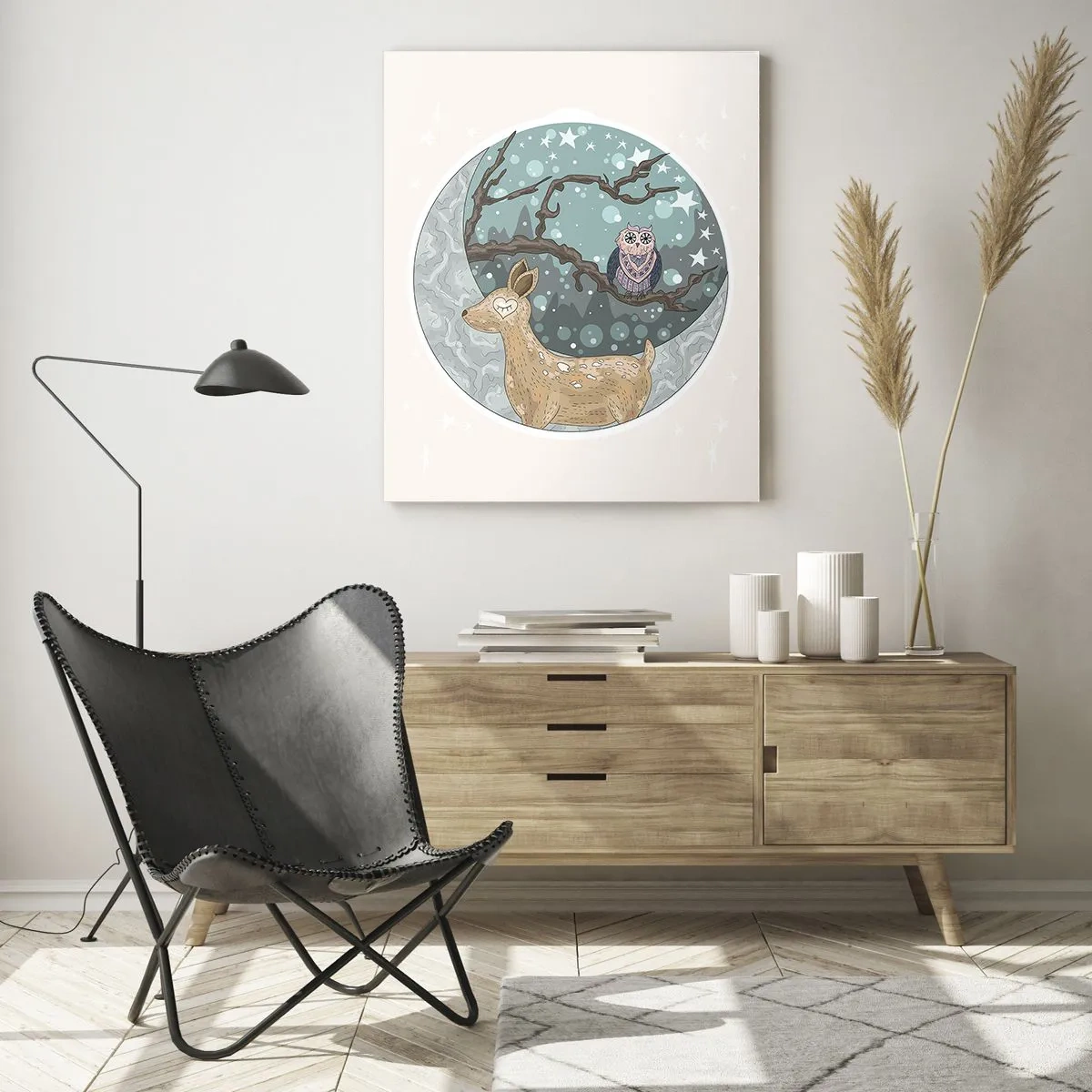 Obraz na skle - Pohádková, lesní noc - 70x100 cm