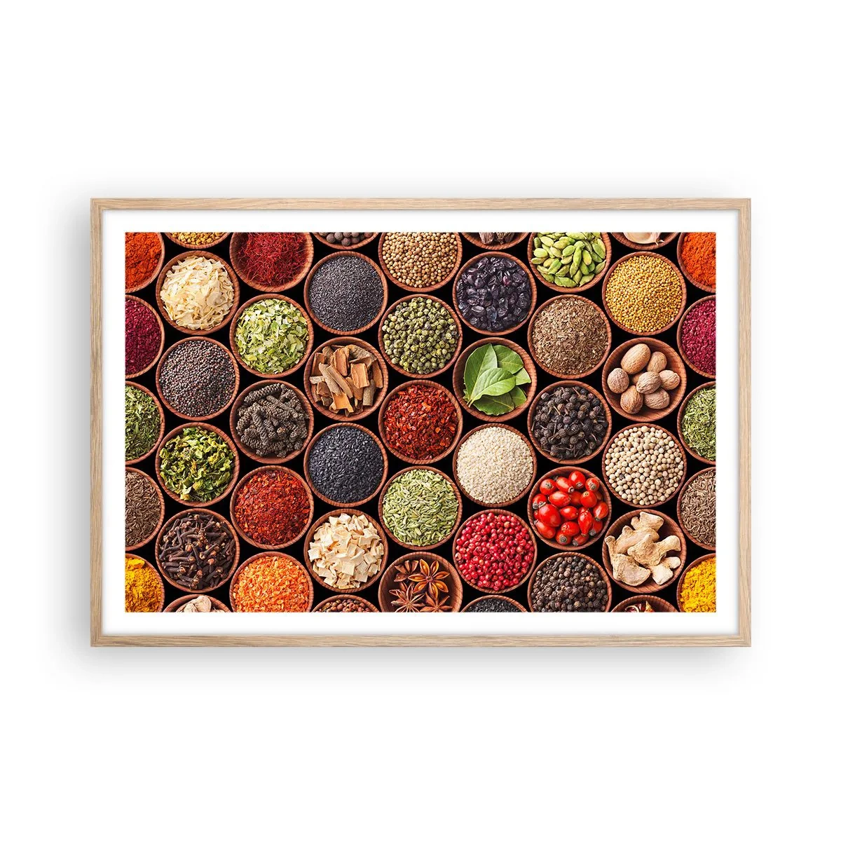 Plakát v rámu světlý dub - Všechny chutě světa - 91x61 cm