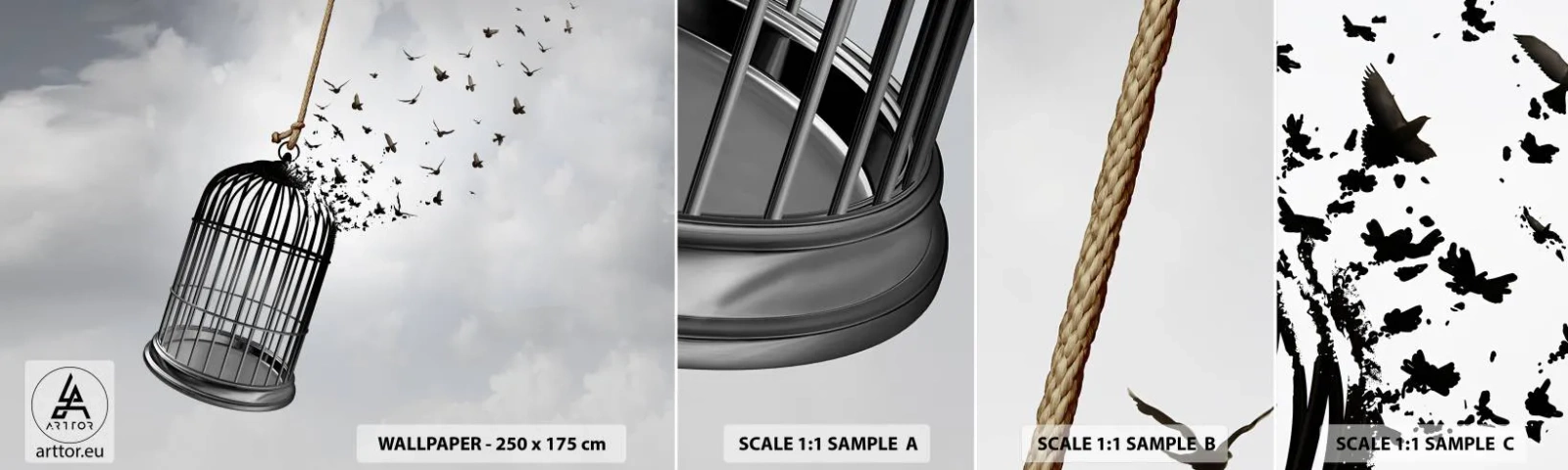 Vzor Fototapety Samolepicí Deluxe Sticker - Víra… naděje… svoboda! - Abstrakce, Ptactvo, Kus - 100x30 cm