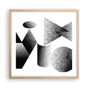 Plakát v rámu světlý dub - Úhly a ovály - 50x50 cm